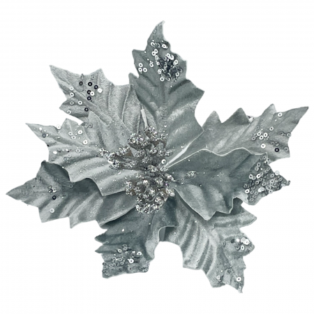 Colectia Alb & Argintiu - Ornament brad Craciunita JOY, Gri argintiu, 23cm