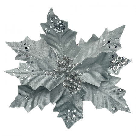 Ornament brad Craciunita JOY, Gri argintiu, 23cm [1]