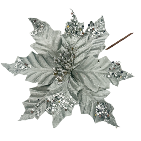 GLOBURI & FLORI DE BRAD - Ornament brad Craciunita JOY, Gri argintiu, 23cm