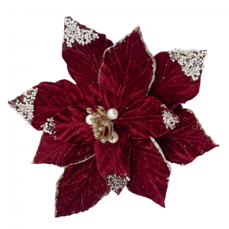 Colectia Rosu & Burgundy - Ornament brad Craciunita PEARL, Burgundy, 23cm