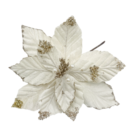Ornament brad Craciunita PEARL, Ivoire, 23cm [1]