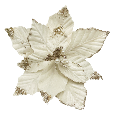 GLOBURI & FLORI DE BRAD - Ornament brad Craciunita PEARL, Ivoire, 25cm