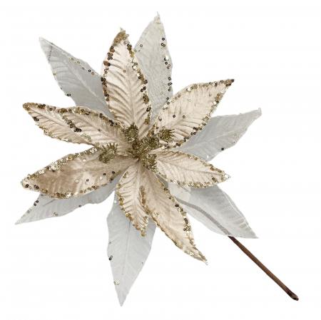 Colectia Sampanie & Crem & Ivoire - Ornament brad Craciunita ROYAL, Sampanie/ Alb, 30cm