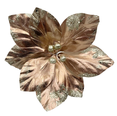 GLOBURI & FLORI DE BRAD - Ornament brad Magnolie SHINY, Roz sampanie