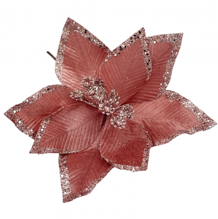 Ornament brad Craciunita VELVET, Roz prafuit, 26cm