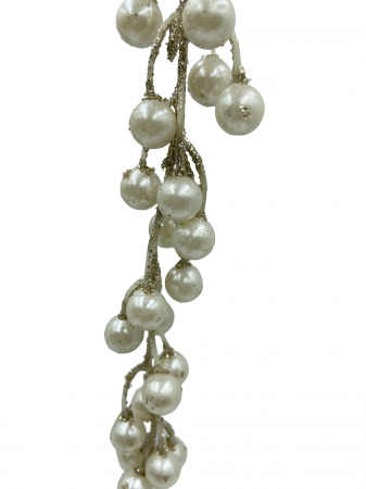 Ornament brad Crenguta curgatoare PEARL, Alb/ Auriu, 25cm [1]