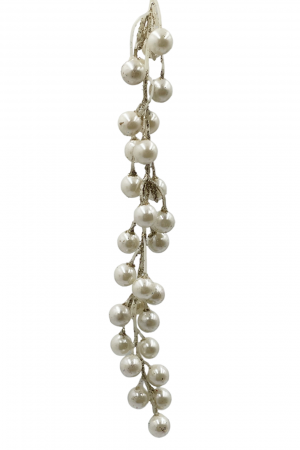 Colectia Auriu & Maro & Aramiu - Ornament brad Crenguta curgatoare PEARL, Alb/ Auriu, 25cm