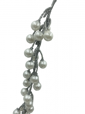 Ornament brad Crenguta curgatoare PEARL, Alb/ Argintiu, 25cm [1]