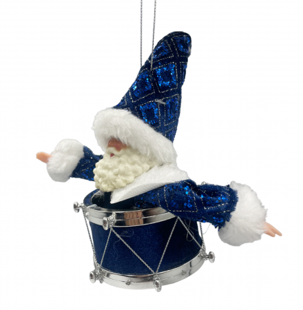 Ornament brad DRUMMER SANTA, Albastru, 14cm [1]