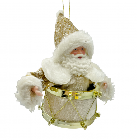 Ornament brad DRUMMER SANTA, Auriu, 14cm [1]