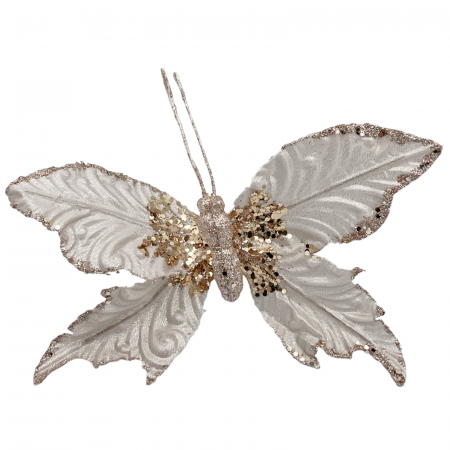 Colectia Sampanie & Crem & Ivoire - Ornament brad Fluture BEAUTY, Sampanie roz, 27cm
