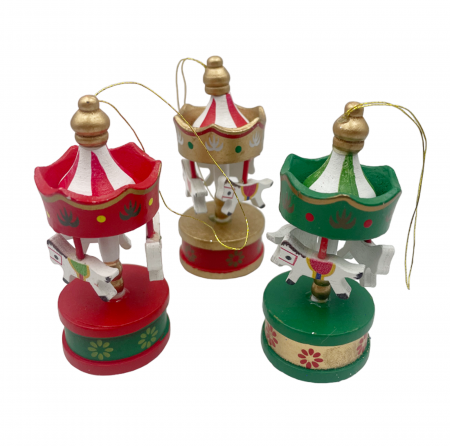 Set 3 Ornamente brad Craciun Carusel JOY, 7cm [1]
