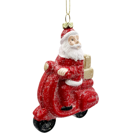 Ornament brad Mos Craciun pe Scuter JOY [1]