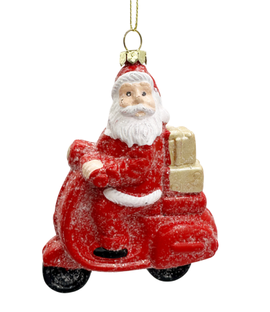 Globuri De Brad - Ornament brad Mos Craciun pe Scuter JOY