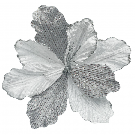 Ornament brad Magnolie ALEGRIA, Alb/ Argintiu, 25cm [2]