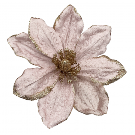 Ornament brad Magnolie BELLE, Roz perlat, 22cm [1]