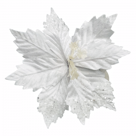 Colectia Alb & Argintiu - Ornament brad Craciunita CHARM, Alb, 24cm