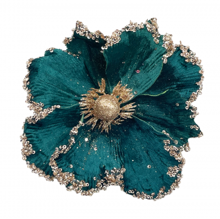 CRACIUN MAGIC - Ornament brad Magnolie CHARM, Albastru verzui, 23cm
