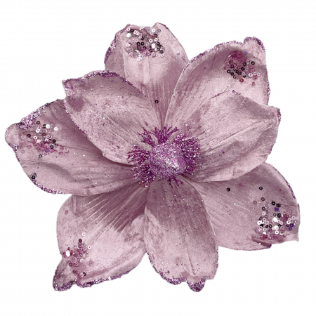 CRACIUN MAGIC - Ornament brad Magnolie CHARM, Roz lavanda, 25cm