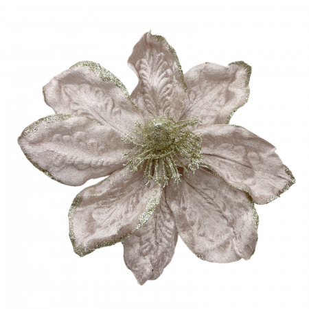 Colectia Roz & Mov - Ornament brad Magnolie GRACE, Roz perlat/ Auriu, 22cm