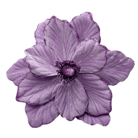 GLOBURI & FLORI DE BRAD - Floare decorativă mov cu sclipici