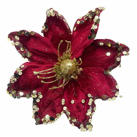 Ornament brad Magnolie GLAM, Burgundy, 23cm [1]