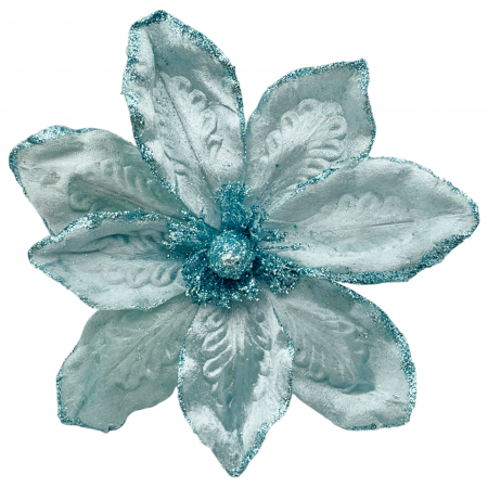 Colectia Albastru & Bleu & Turcoaz - Ornament brad Magnolie GRACE, Bleu, 25cm
