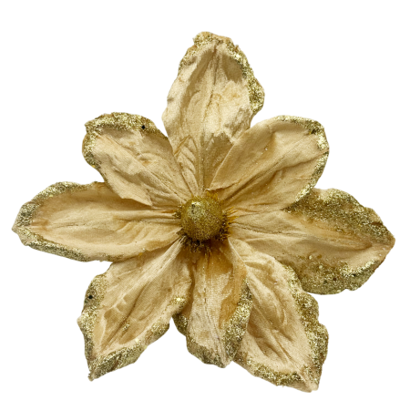 GLOBURI & FLORI DE BRAD - Ornament brad Magnolie GRACE, Auriu, 25cm