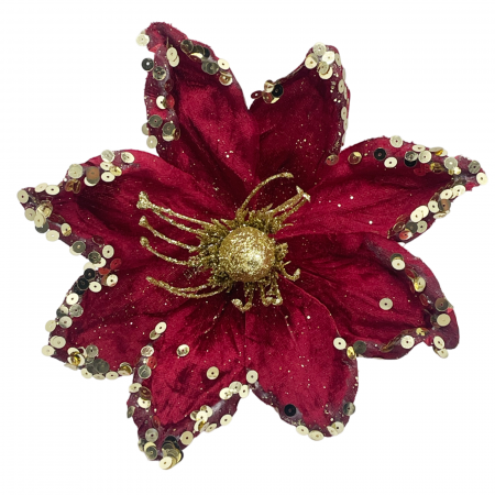Colectia Rosu & Burgundy - Ornament brad Magnolie GLAM, Burgundy, 23cm