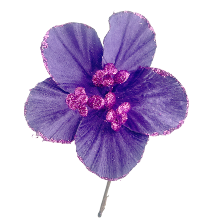 GLOBURI & FLORI DE BRAD - Ornament brad Magnolie HOPE, Mov deschis, 15cm