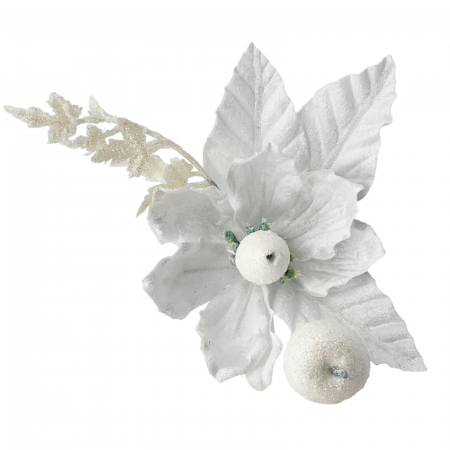 Colectia Alb & Argintiu - Ornament brad Magnolie NOELLE, Alb, 20cm