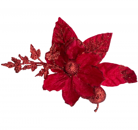 Colectia Rosu & Burgundy - Ornament brad Magnolie NOELLE, Rosu, 20cm