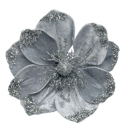 CRACIUN MAGIC - Ornament brad Magnolie ROYAL, Gri argintiu, 25cm