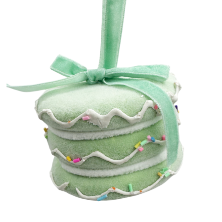GLOBURI & FLORI DE BRAD - Ornament brad Minitort MACARONS, Verde, 8cm