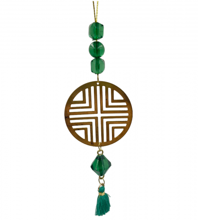 Set 3 Ornamente brad KARA, Verde/ Auriu, 5x12cm [1]