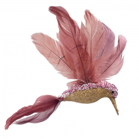 Colectia Roz & Mov - Ornament brad Pasare colibri BOBBY, Roz, 20cm