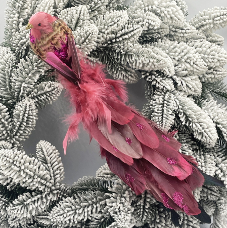 Ornament brad Craciun Pasare LIZZY, Fuchsia , 40cm [1]