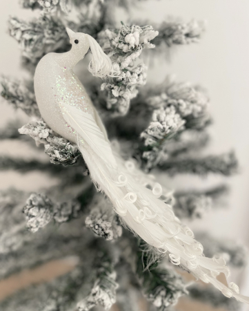 Ornament brad Paun MAJESTY, Alb, 25cm [1]