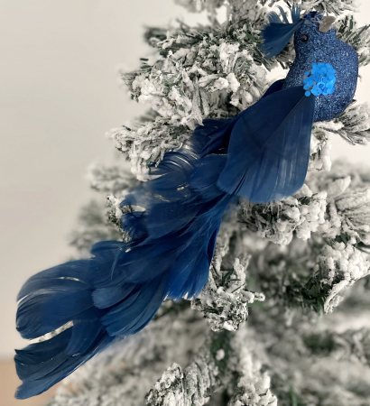 CRACIUN MAGIC - Ornament brad Pasare PEAKY, Albastru, 25cm