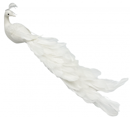Colectia Alb & Argintiu - Ornament brad Paun TWINKLE, Alb, 45cm