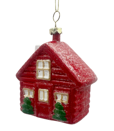 Ornament Casuta rosie JOY - Decoratiune Craciun cu sclipici [1]