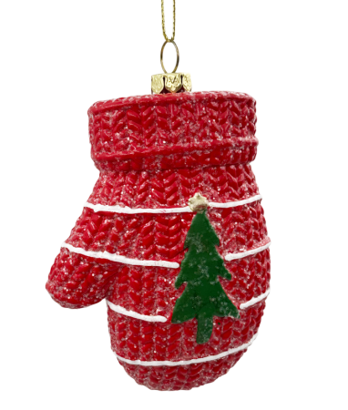GLOBURI & FLORI DE BRAD - Ornament Manusa cu bradut JOY - Decoratiune Craciun, Rosu, 10cm