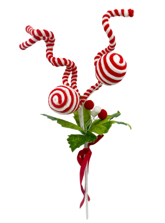 GLOBURI & FLORI DE BRAD - Ornament Craciun CANDY TWIST, Rosu/ Verde, 40cm