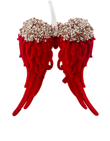 GLOBURI & FLORI DE BRAD - Decoratiune Craciun - Aripi de Inger rosii cu paiete