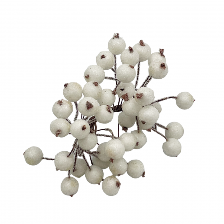 Colectia Alb & Argintiu - Ornament Craciun bobite BERRIES, Alb