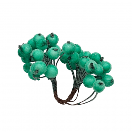 Ornament Craciun bobite BERRIES, Verde turcoaz, 15cm [1]