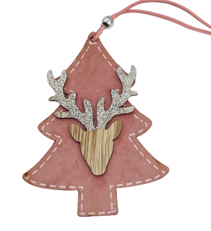 Colectia Roz & Mov - Ornament brad Craciun COUNTRY, Roz, 12cm