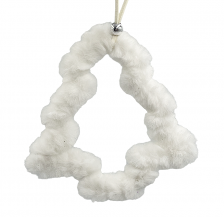 Colectia Alb & Argintiu - Ornament Craciun bradut FLUFFY, Alb, 10cm