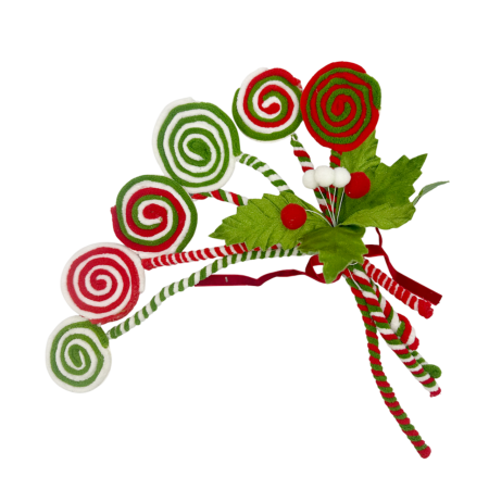 GLOBURI & FLORI DE BRAD - Ornament Crăciun CANDY SPIRAL, Roșu-Verde, 45 cm