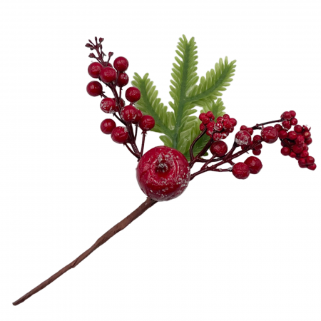 CRENGUTE & PICK-URI - Ornament Craciun cu crenguta brad APPLE, Rosu, 25cm